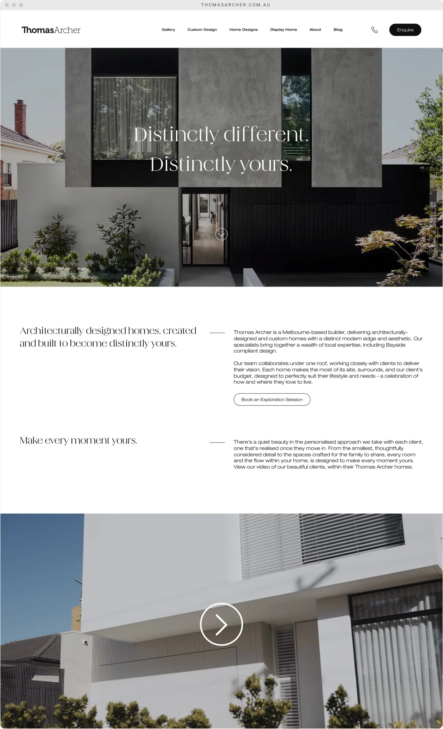 Thomas Archer website design – hero section desktop, Melbourne