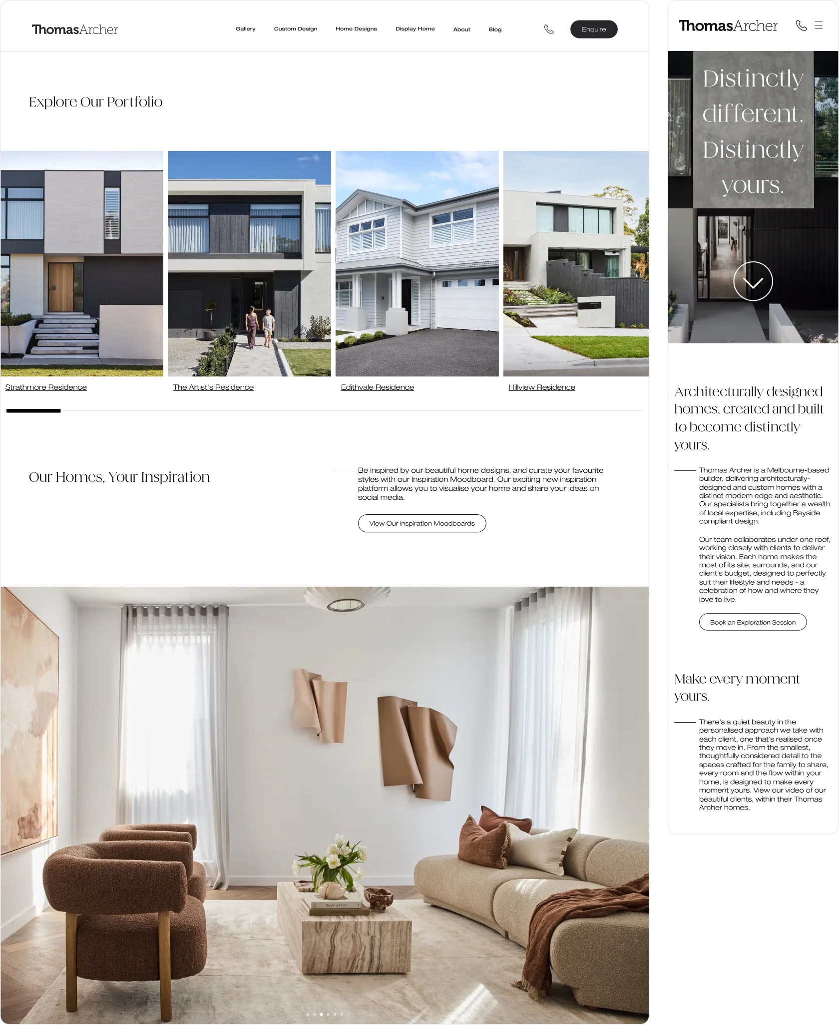 Thomas Archer website design – portfolio page, Melbourne