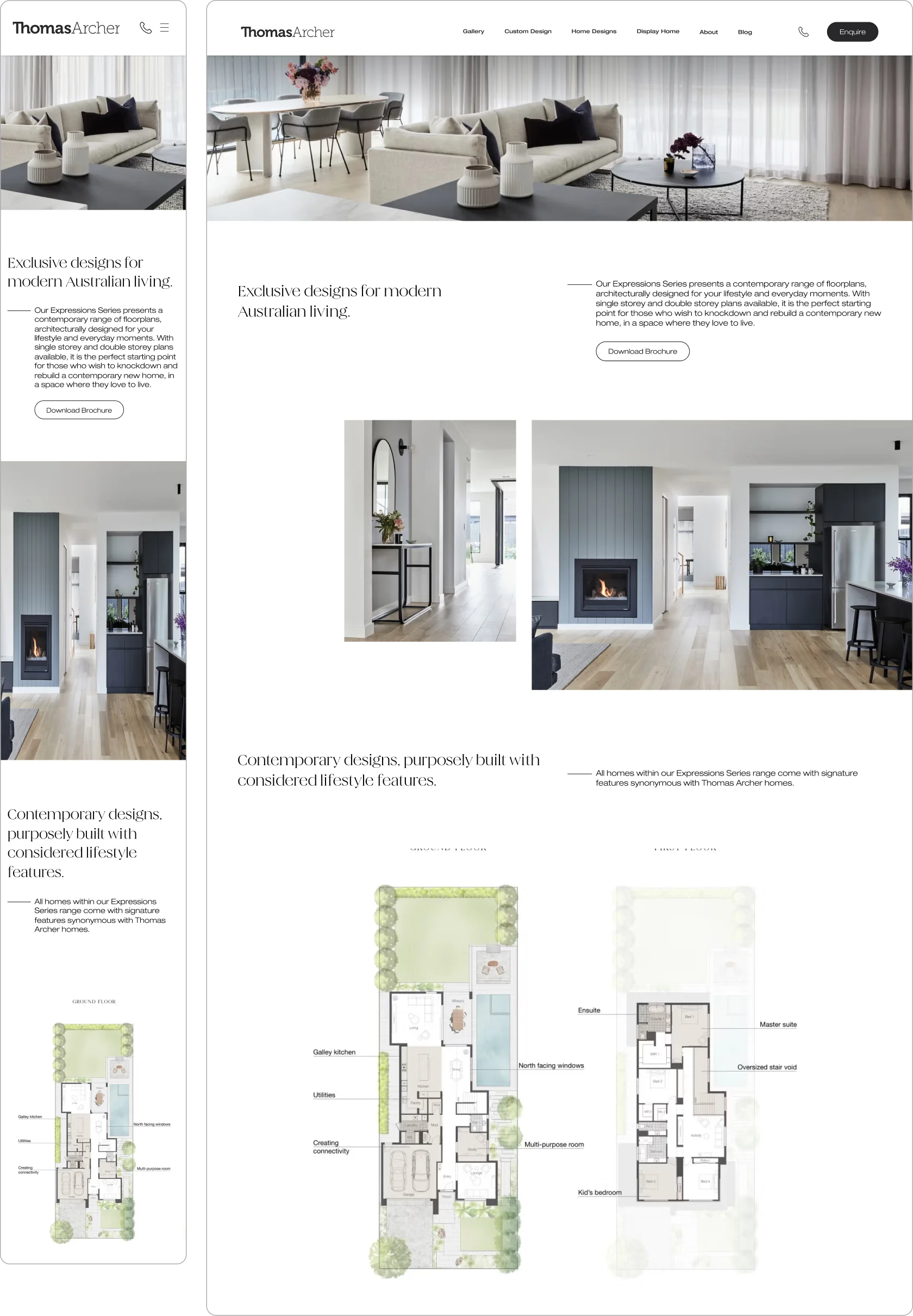 Thomas Archer website design – floor plans page desktop, Melbourne