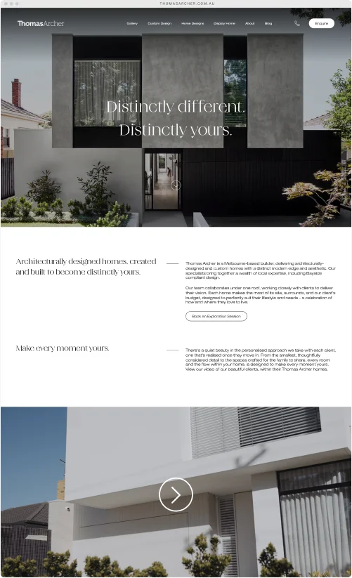 Thomas Archer website design – mobile hero homepage, Melbourne